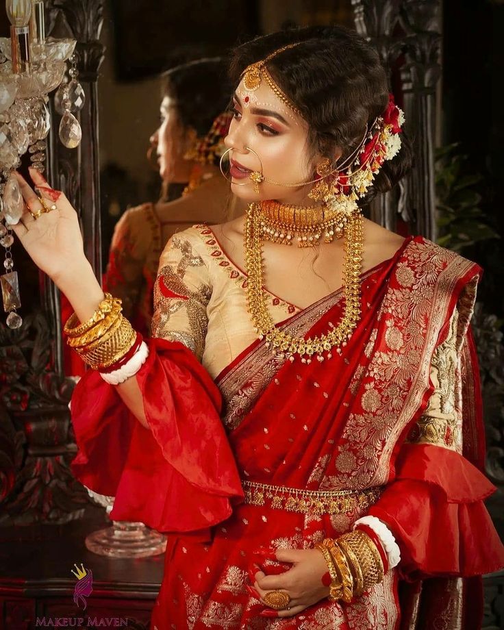 woman saree and jewelry